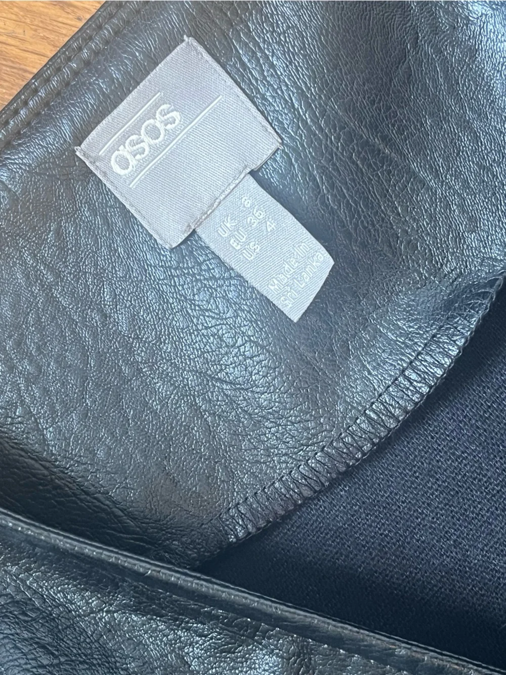 ASOS Black Faux Leather Puff-Sleeve Wrap Dress - Picture 8 of 9